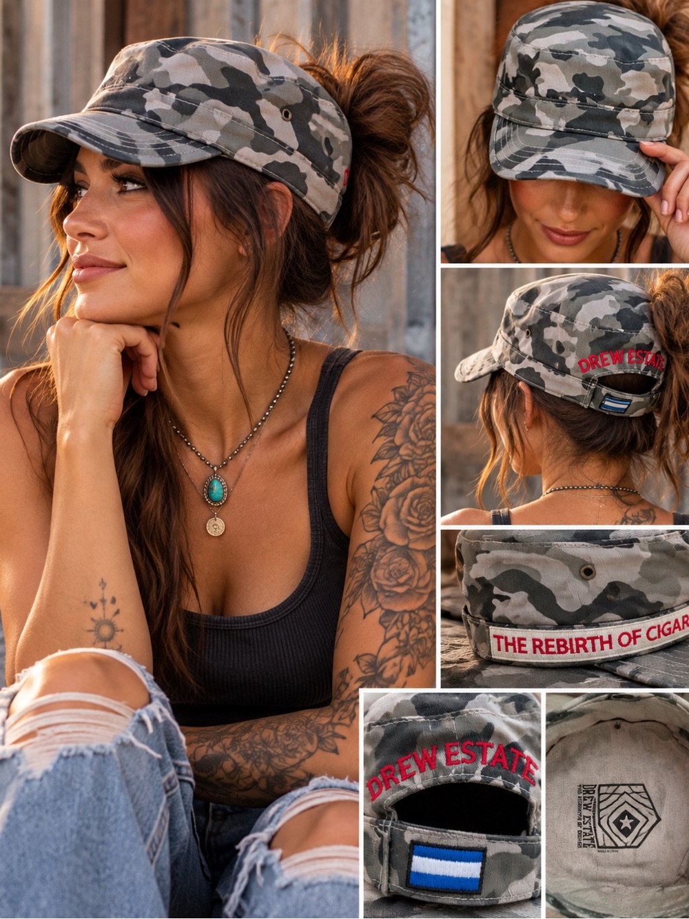 Drew Estate Camo Military Cadet Hat The Rebirth of Cigars Adjustable